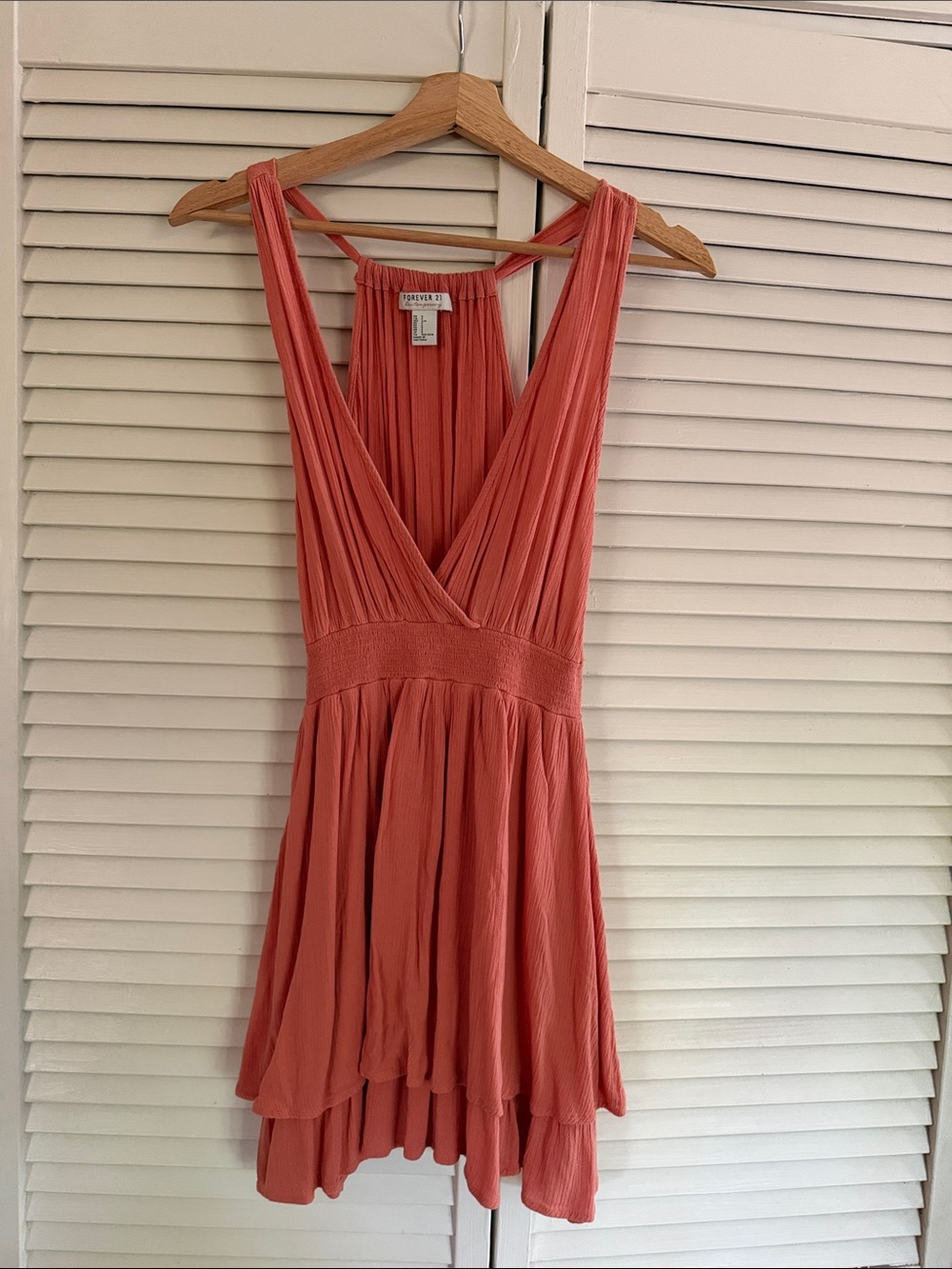 Sleeveless Coral V-Neck Summer Dress